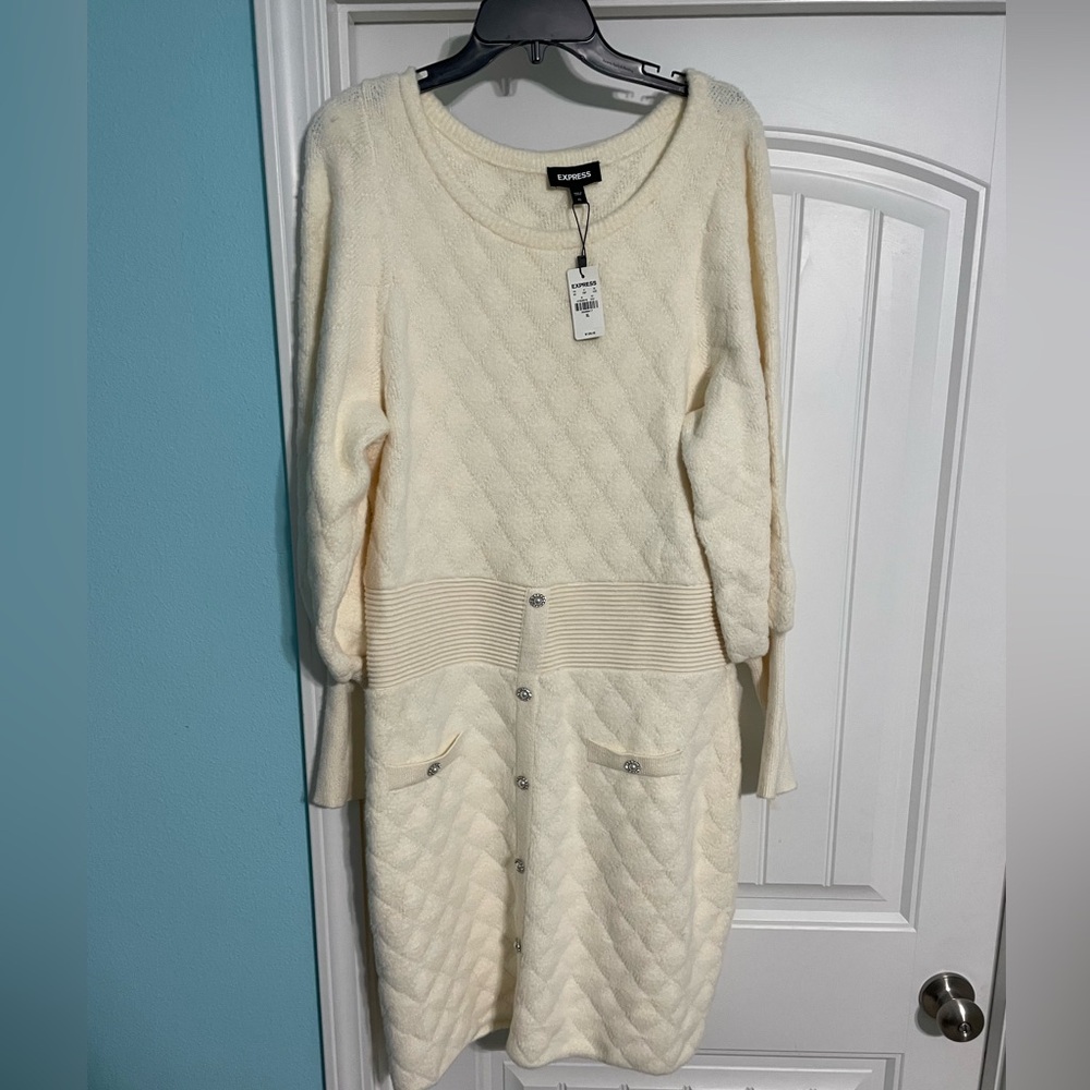 Beautiful, soft, off white sweater dress from express